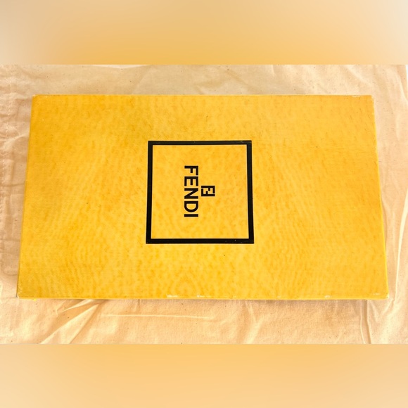 EUC FENDI Pequin Stripe Brown Tan Black French Canvas Leather Long Wallet - Picture 6 of 6